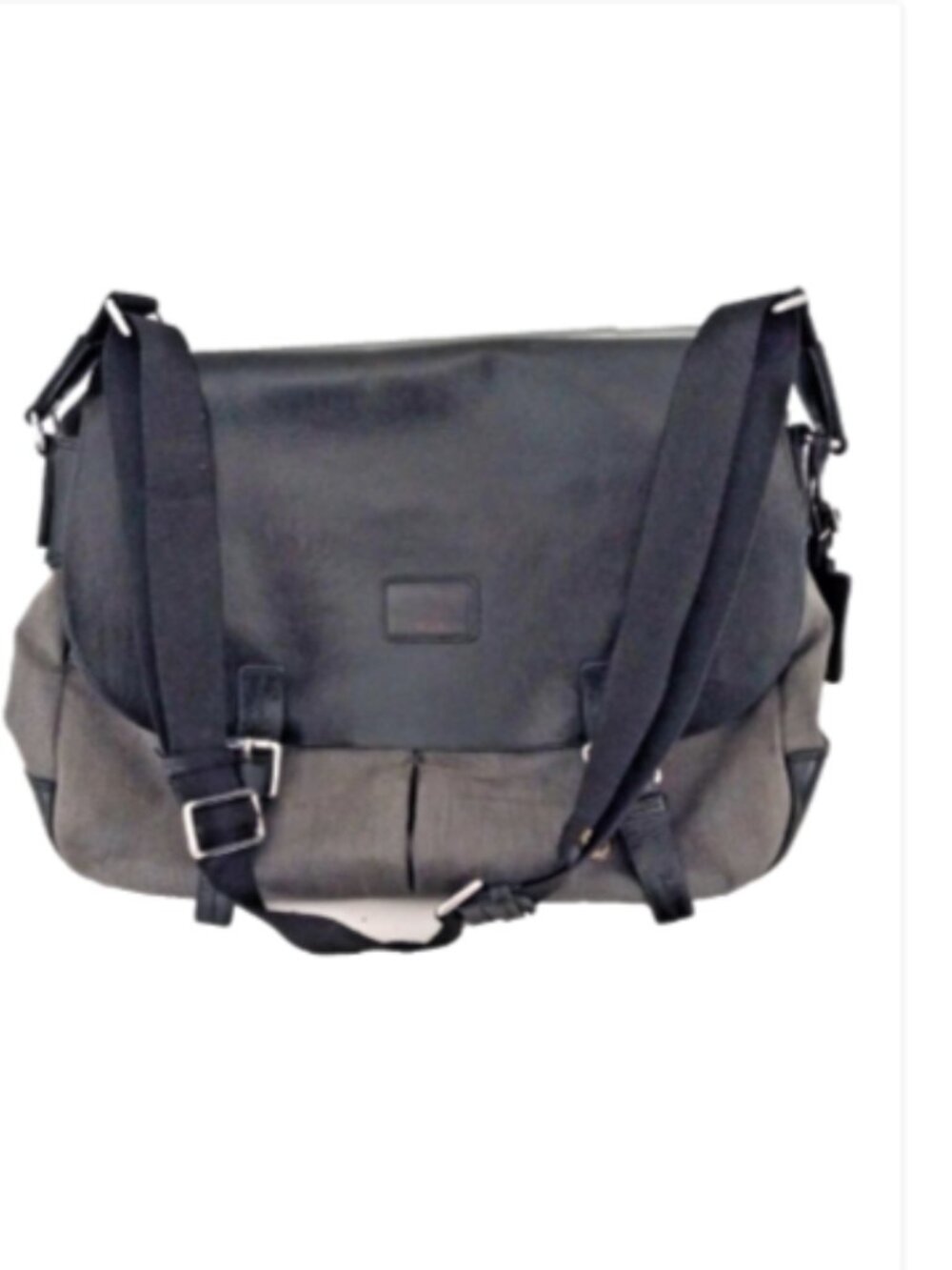 TUMI Townhouse Wilton Messenger Bag 24270D Black Leather Ballistic Nylon